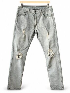 Levi's 512 Slim Taper Jeans Gray Distressed Ripped 32x30